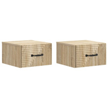 vidaXL Wall-Mounted Bedside Cabinet 2 pcs Sonoma Oak 34.5 x 33 x 20 cm