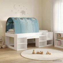 vidaXL Bed with Tunnel 4 pcs White and Light Blue Engineered Wood