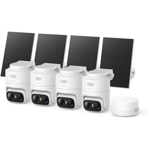 Eufy eufy Security eufyCam C37 4-Cam Kit, 2K Solar Cameras and HomeBase Mini