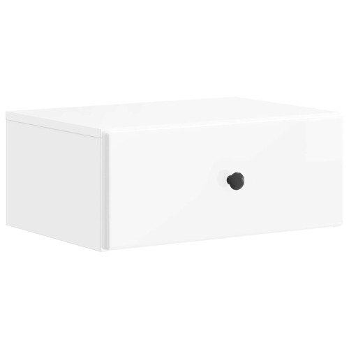 VidaXL vidaXL Wall-Mounted Bedside Cabinet with Drawer 2 pcs High Gloss White 1