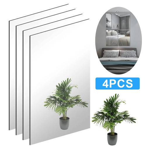 Modern Bathroom Wall Mirror Self-adhesive Bevelled Luxury Frameless Rectangle