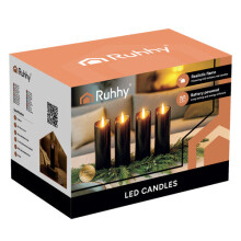 Schwarze LED-Kerzen, 12er-Pack, 15 cm, mit flackernder Flamme