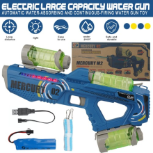 High Power Electric Water Gun 8m Long Range- Lights & Sounds 3 Reservoirs Blue