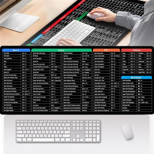 Quick Key Excel ShortCuts Cheat Sheet Office Large Mouse Pads Keyboard Mats Desk