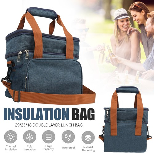 For Office School Picnic Lunch Bag Double-Layer Design Waterproof Tear-Resistant