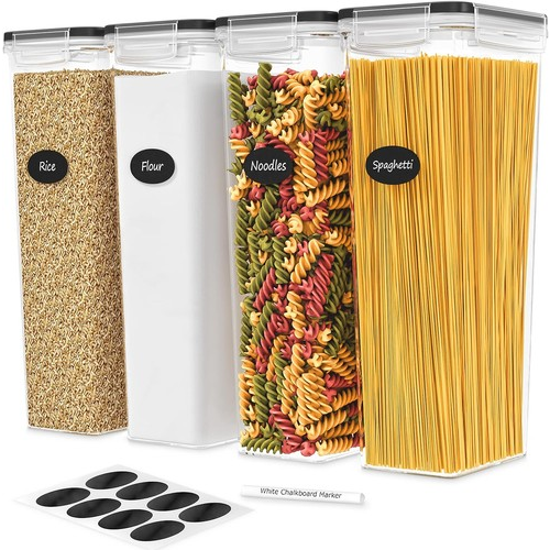 4x 2.8L Cereal Dispenser Plastic Container Food Kitchen Storage Box Tight Lid UK