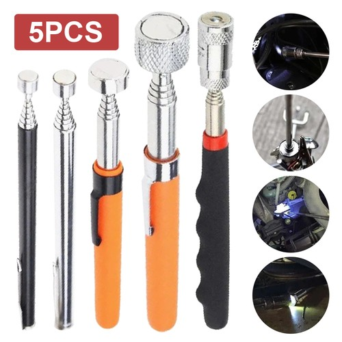 Magnetic Pick Up Tool Extendable Portable Telescopic LED Torch Magnet Stick Rod