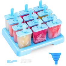 12Cells Block Moulds Ice Cream Mold Icy Pole Jelly Pop Popsicle Maker Mould Tray