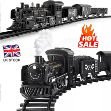 CLASSIC STEAM TRAIN TRACK SET WITH ENGINE LIGHTS & SOUND KIDS BATTERY TRAIN TOY