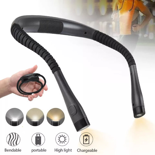 LED Neck Reading Light Flexible Book Light Dimmable Hug Lamp USB Rechargeable