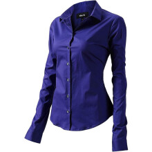 FLY HAWK Camisa para Mujer de Manga Larga Elástica Azul Talla L — blusa algodón mujer, camisa oficina elegante