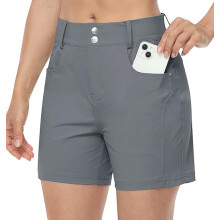 Short de randonnée femme imperméable et léger - Séchage rapide protection UV UPF 50+ - Vêtement sport outdoor gris