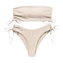 Zweiteiliger Bikini-Badeanzug Push Up Highwaist Beige L — bikini push up, badeanzug hohe taille, zweiteiler beige