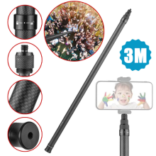 Carbon Fiber Invisible Selfie Stick Long 3M For Insta360 Adjustable Light Weight