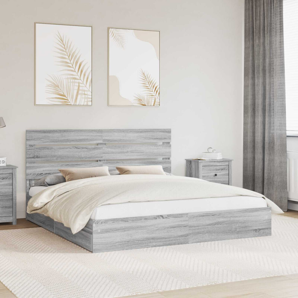 Vidaxl Storage Bed Grey Sonoma 180 X 200 Cm Engineered Wood