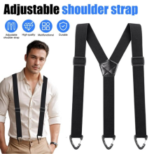 Men's Adjustable Suspenders Elastic Y-Shaped Braces Clips Pants Brace Solid NEW