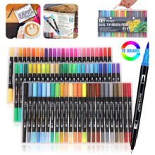72 Colors Dual Tip Brush Pens Fineliners Colouring Watercolour Markers Drawing