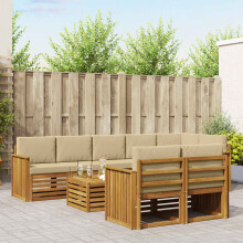 vidaXL Outdoor-Sofagarnitur 9 stk. Natur und Beige Polyester