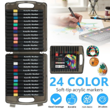 24PCS Paint Pens Rock Markers Tip Glass Stone Wood Ceramic NEW