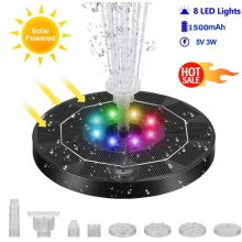 Solar Powered Fountain Pump with Led Light Water Fountain Panel for Garden Pool