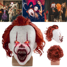 Halloween Scary Clown Pennywise IT Full Mask EvilRed Eyes Horror Cosplay Costume