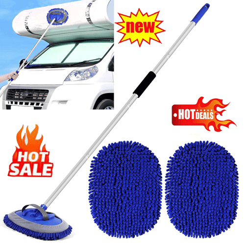 Telescopic Car Cleaning Brush Microfiber Mop Wash Kit Scratch Cleaning Tool