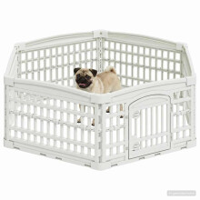 vidaXL 6 Panel Dog Playpen White 122 x 106 x 40 cm Plastic