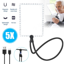 5X Hands Free Magnifying Glass with Light Hanging neck Flexible Gooseneck 50 LED