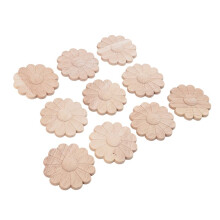 10Pcs Unpainted Round Flower Pattern Wood Carved Applique Frame Onlay Cabinet Furniture Decoration 6cm