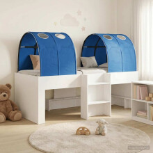 vidaXL Bed with Tunnel 4 pcs White and Blue Engineered Wood