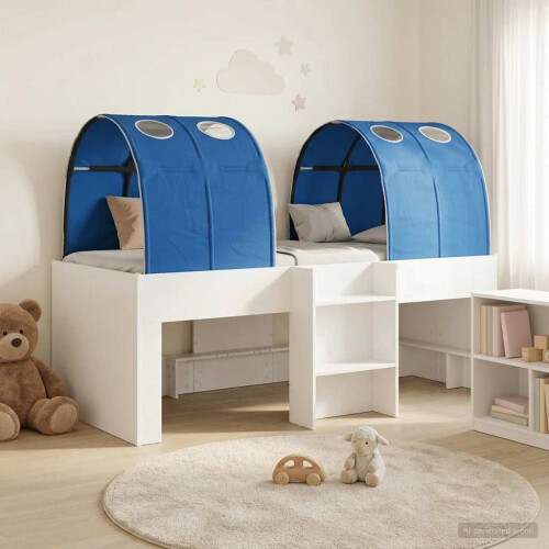 VidaXL vidaXL Bed with Tunnel 4 pcs White and Blue Engineered Wood