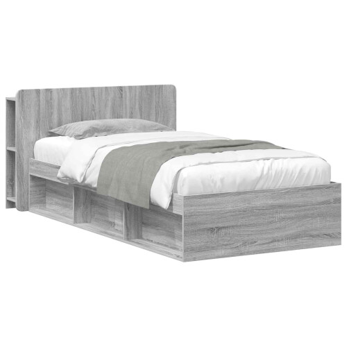 VidaXL vidaXL Bed Frame with Storage Grey Sonoma 75 x 190 cm Engineered Wood 2