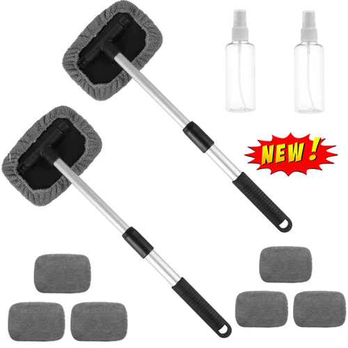 2X Windshield Window Cleaner Tool Windshield Car Window Cleaner Microfiber Pad