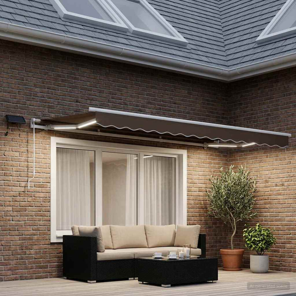 Vidaxl Retractable Awning Taupe 300 X 250 Cm Fabric And Aluminium
