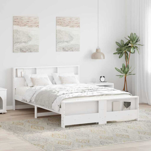 VidaXL vidaXL Bed Frame with Headboard White 150 x 200 cm Engineered Wood
