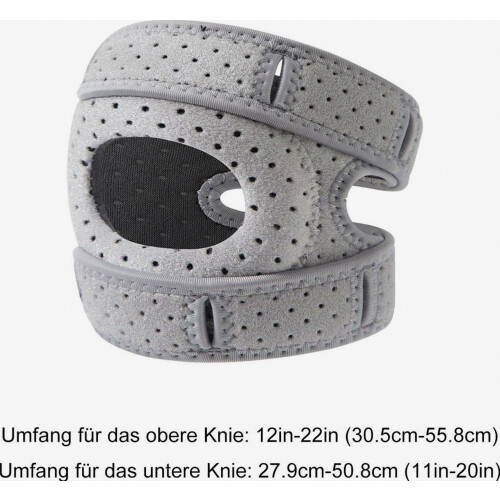 Patella Knee Strap 2 Pack, Adjustable Support Band, Silicone Pad, Breathable, for Sports and Training, Grey 1