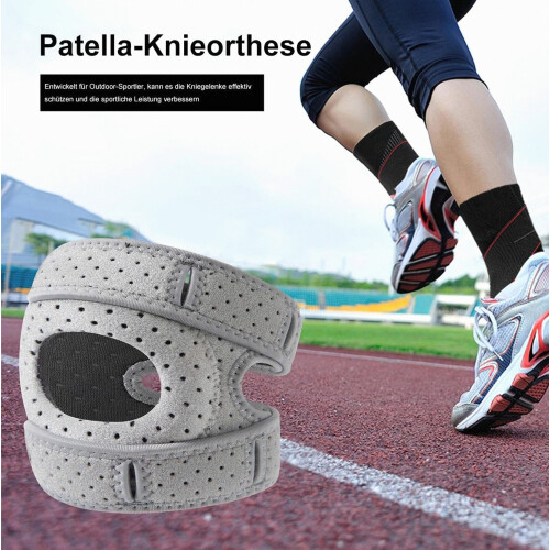 Patella Knee Strap 2 Pack, Adjustable Support Band, Silicone Pad, Breathable, for Sports and Training, Grey 2