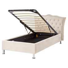 Ottoman Bed METZ Velvet Beige 90 x 200 cm (EU Single)