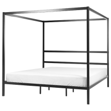 Four Poster Bed Metal LESTARDS 180 x 200 cm (EU Super King) Black