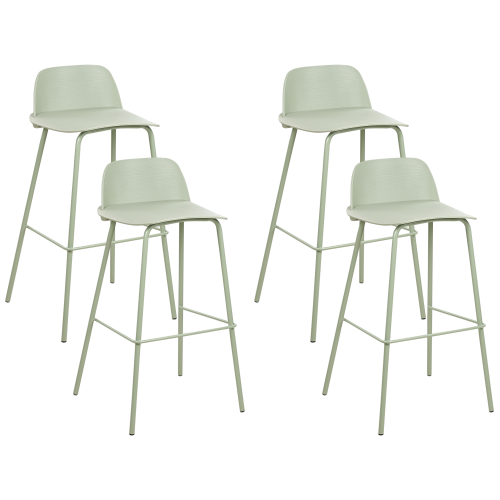Beliani Set of 4 Bar Chairs MORA Light Green