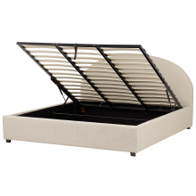 Ottoman Bed VAUCLUSE Fabric Sand Beige 180 x 200 cm (EU Super King)