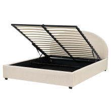 Ottoman Bed VAUCLUSE Fabric Sand Beige 160 x 200 cm (EU King Size)