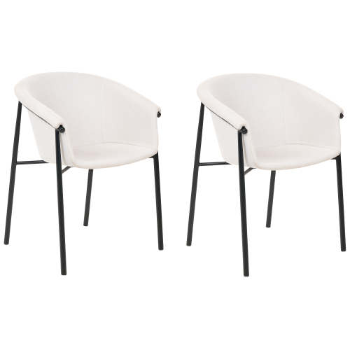 Beliani Set of 2 Dining Chairs AMES Fabric Light Beige