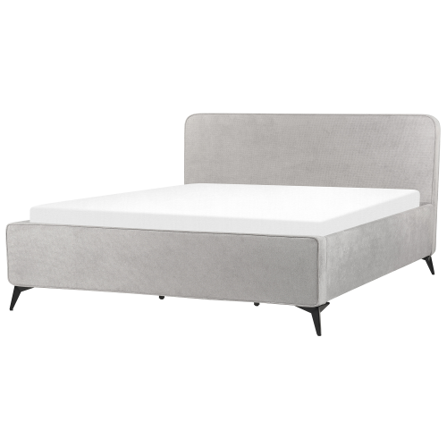 Beliani Bed Fabric VALOGNES 180 x 200 cm (EU Super King) Light Grey