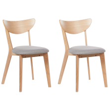 Set of 2 Dining Chairs ERIE Wood Light Brown/ Grey