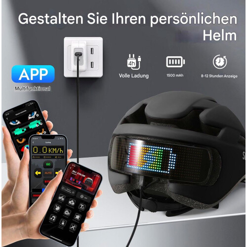 Smart Bicycle Helmet with Rear LED Display, App Programmable DIY Helmet with Remote Control 2