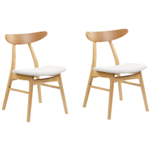 Set of 2 Dining Chairs LYNN Wood Light Brown/ Grey