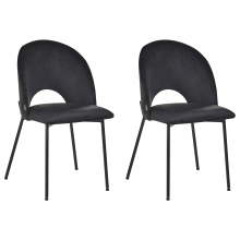 Set of 2 Dining Chairs COVELO Velvet Black