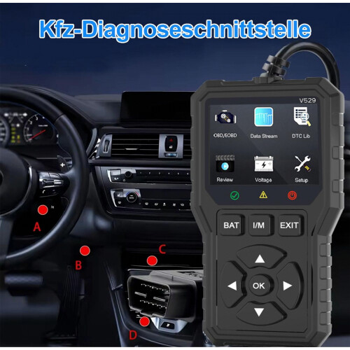 OBD2 Diagnostic Scanner with Live Data Display, Multilingual Code Reader for Engine Check and Vehicle Maintenance 1