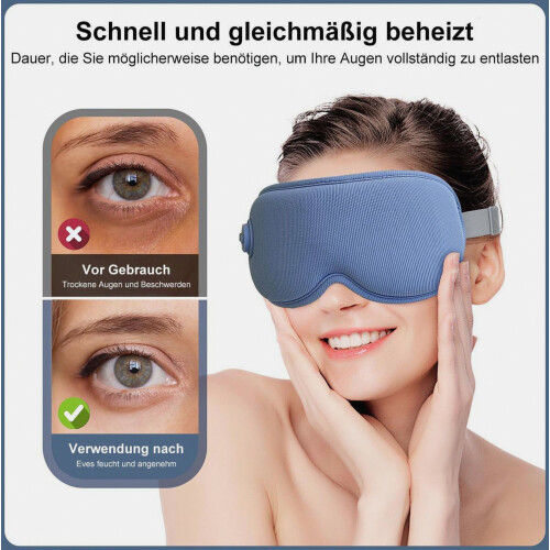 Wireless Heated 3D Sleep Mask, Light Blocking with Vibration, Timer and Rechargeable Battery, Portable for Deep Sleep 2